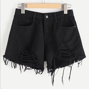 Black Ripped Hem Jeans